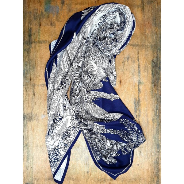 Inoui Editions šilko ir modalo skara PIRANESI NAVY